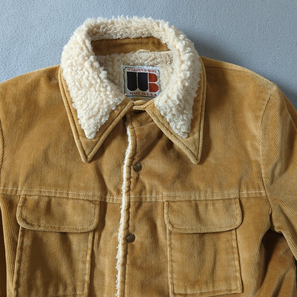 WILLIAM BARRY Tan Corduroy Sherpa Lined Ranch Coat Large with Flaws - Picture 6 of 11